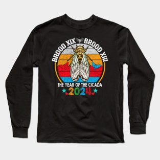 Cicada Tsunami Bugs Brood XIX Brood XIII 13 Year Of The Cicada 2024 Long Sleeve T-Shirt